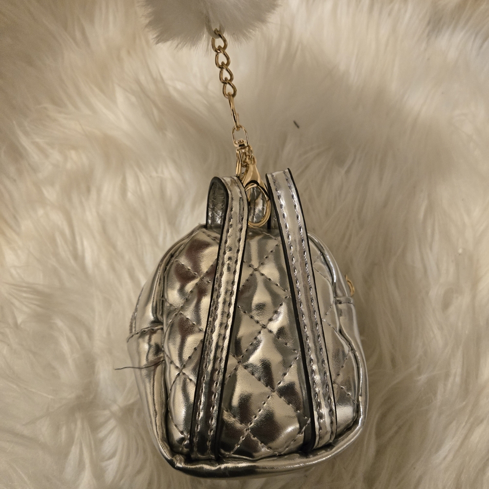 Silver Quilted Mini Backpack - Picture 2 of 7